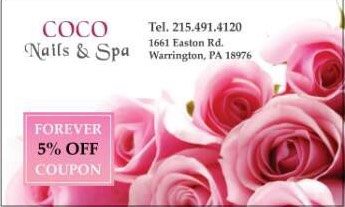 Coco’s Nails & Spa: Warrington, PA. Offers relaxing manicures, pedicures, waxing, and soothing facials.