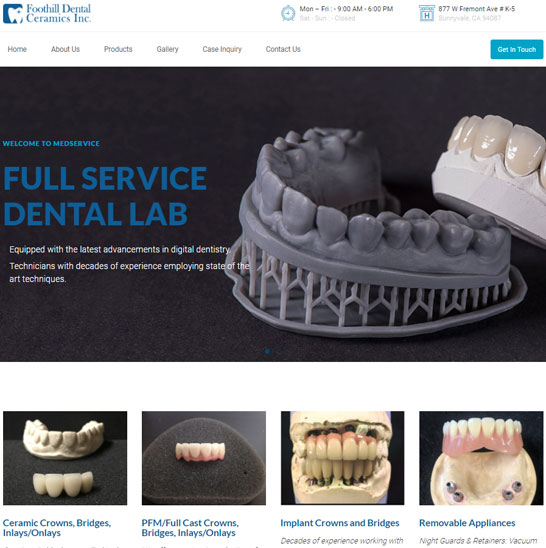 Foothill Dental Lab, a website made by the Philadelphia area web development company TAF JK Group Inc.