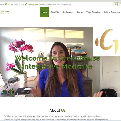 Greenhouse Integrative Medicine, a website made by the Philadelphia area web development company TAF JK Group Inc.