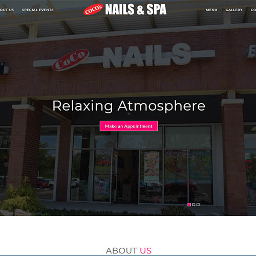 COCO'S NAILS & SPA, a website made by the Philadelphia area web development company TAF JK Group Inc.