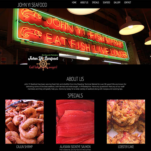 John Yi Seafood, a website made by the Philadelphia area web development company TAF JK Group Inc.