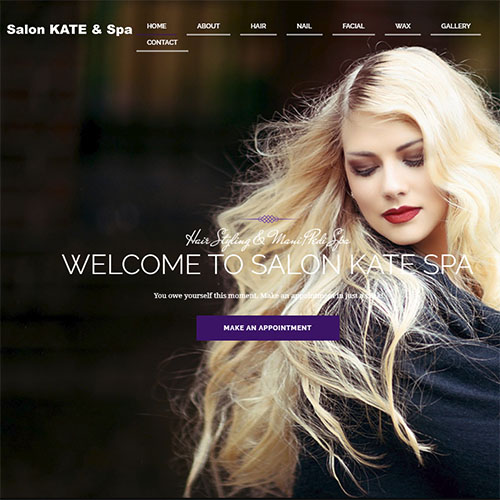 Salon Kate & Spa, a website made by the Philadelphia area web development company TAF JK Group Inc.
