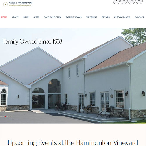 Tomasello Winery, a website made by the Philadelphia area web development company TAF JK Group Inc.