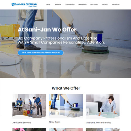 Sani-Jan Cleaning, a website made by the Philadelphia area web development company TAF JK Group Inc.