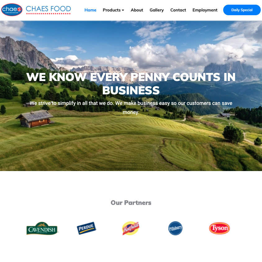 Chaes Food LLC, a website made by the Philadelphia area web development company TAF JK Group Inc.