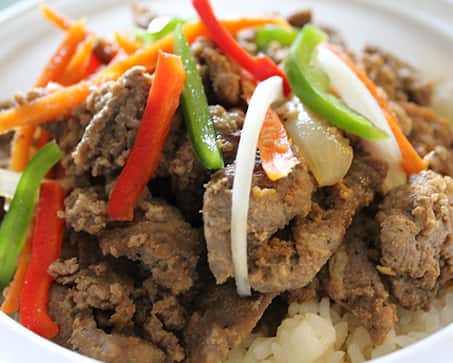 Delicious bulgogi (grilled beef and rice) for Drexel University students