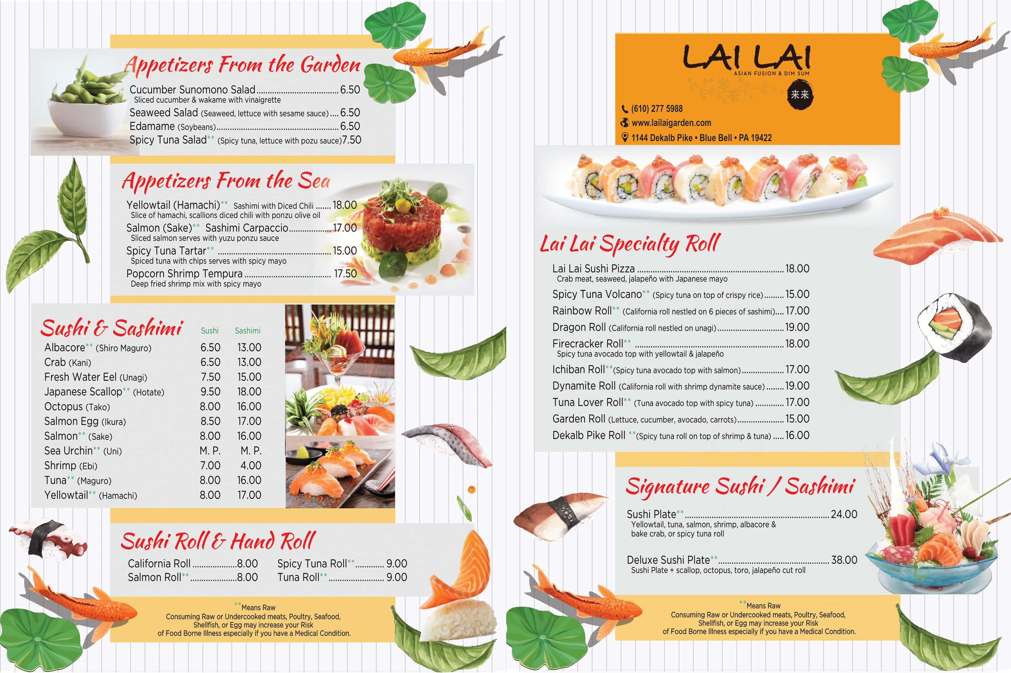 Lailaigarden menu
